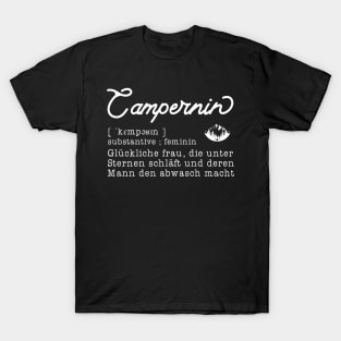 Damen Camperin Lautschrift Camping Geschenk Campingplatz T-Shirt